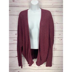 BDG Burgundy Oversized Open Front Long Sleeve Size Medium Cardigan